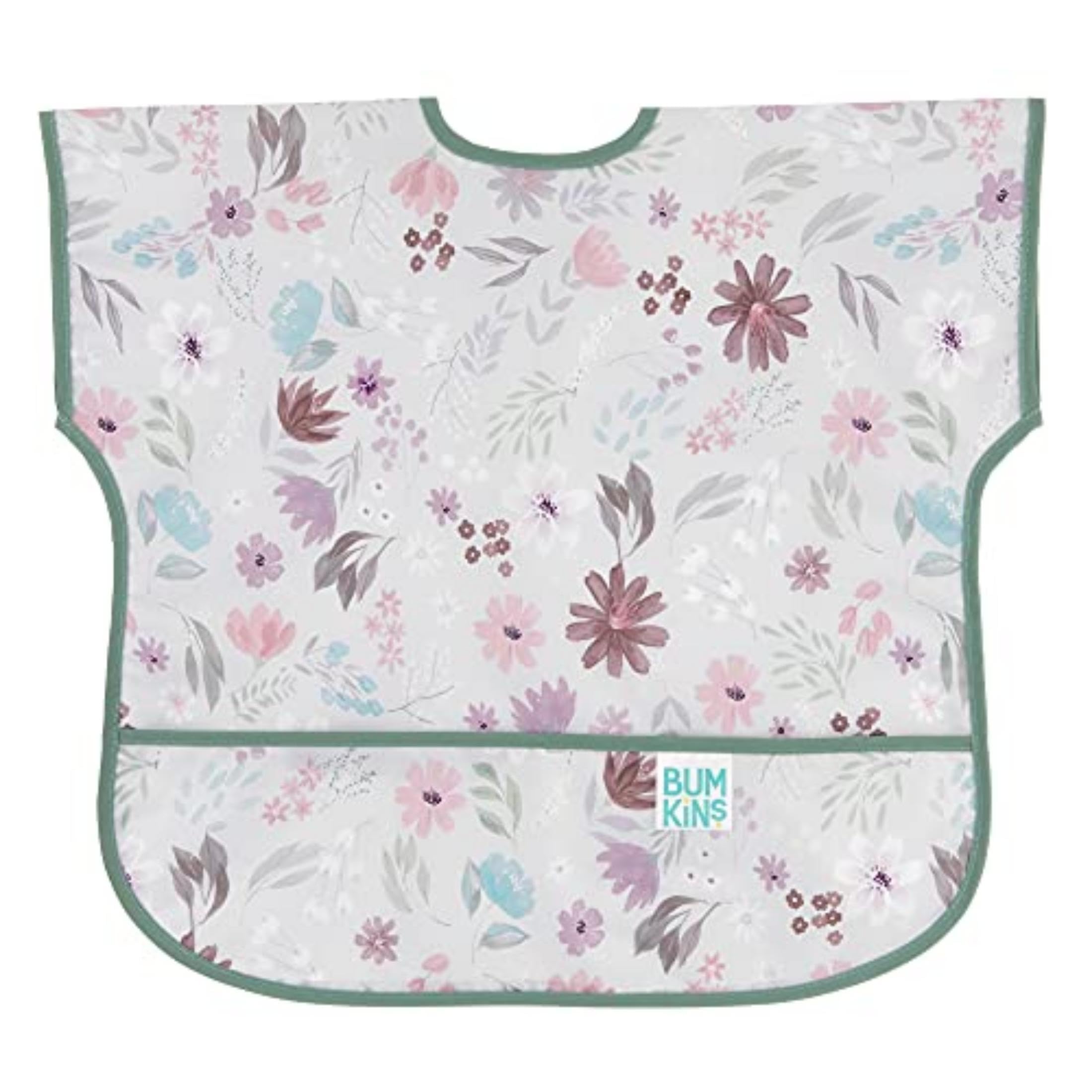 Bumkins Unisex Baby Junior Bib 1-3 Years, Grey Floral, 1-3 Years