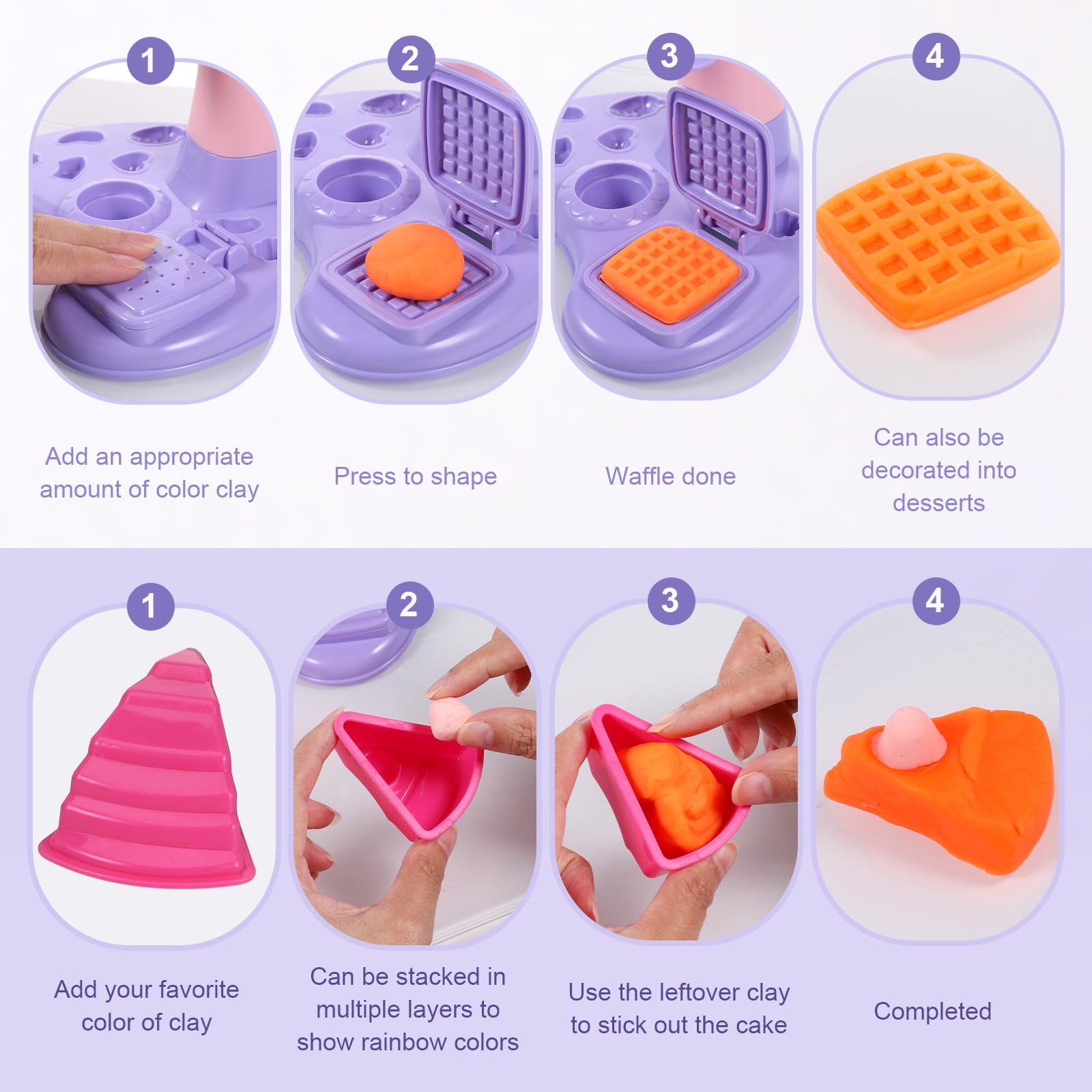 Yimomoyi 47 PCS Ice Cream Play Color Dough Set, Dough Accessories with Ice Cream Maker Machine, Kitchen Creations Pizza Color Dough Play Sets Deluxe Dough Tools Kit for Kids 3 years+ (B) - Image 3