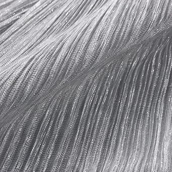 Tong Gu Pleated Mesh Fabric Tulle Gradient Shiny Apparel Material Silver & Grey