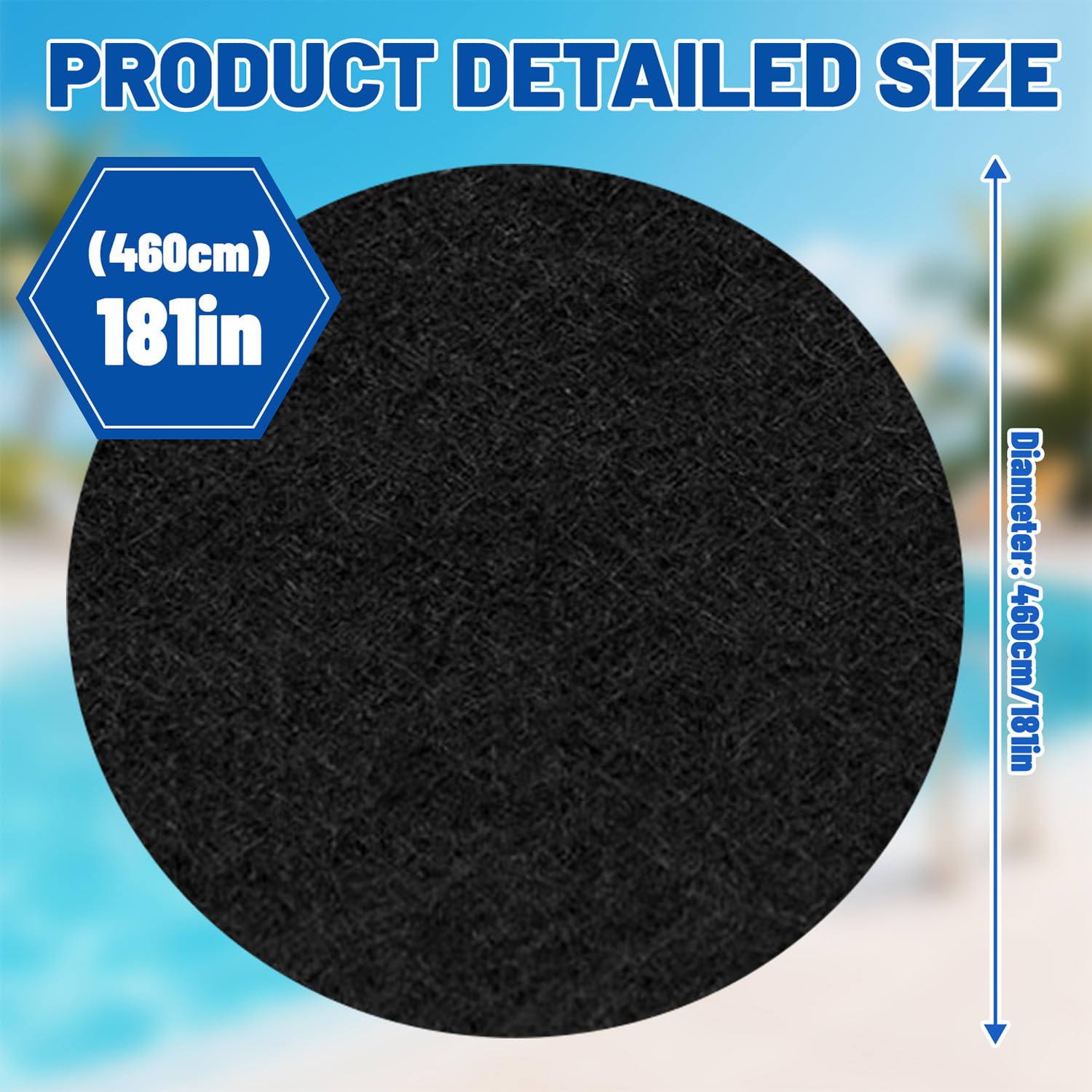 Poolunterlage Rund 460 cm, Vorgeschnittene Bodenplane für Aufstellpools & Whirlpools, Nahtlos & UV-Beständig, Schützt vor Steinen & Feuchtigkeit, Einfach Verlegbar & Wiederverwendbar