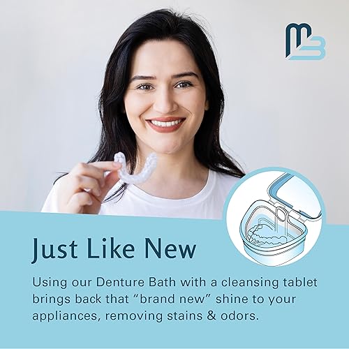 Miniatura 4 de Estuche de baño para dentaduras postizas y estuche de retenedores, taza de baño para retenedores Invisalign, kit de limpieza de dentaduras dentales