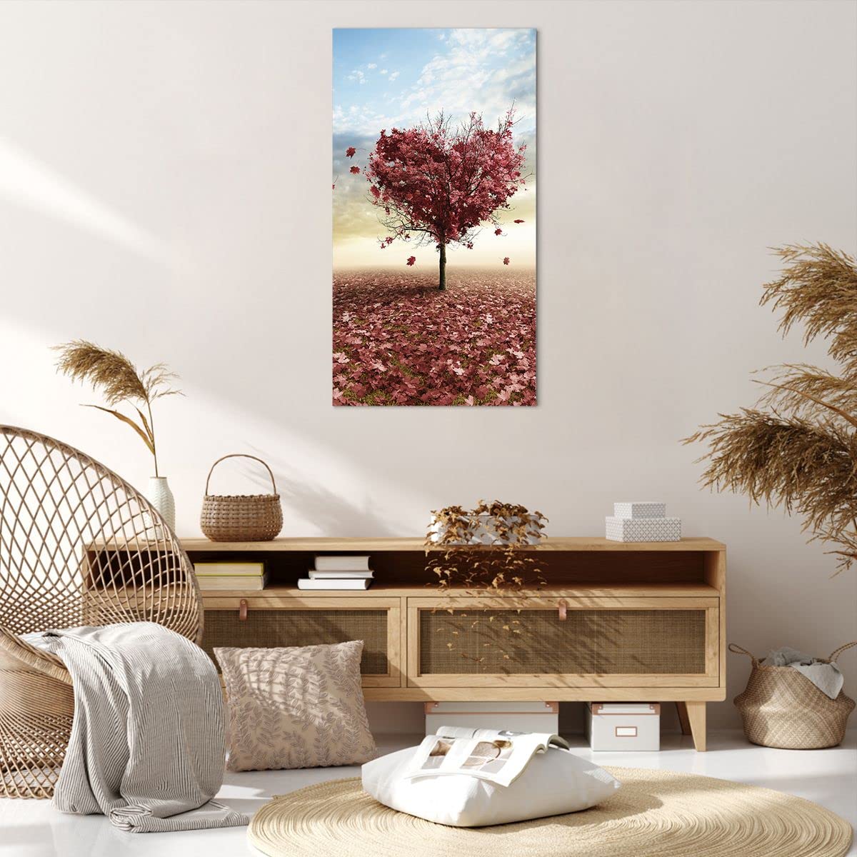 Schilderij - Boom in herfst (print op canvas), 2 maten, Premium print