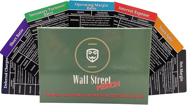 Wall Street Merch Investment Flashcards Master Financial Statements - Learn to Analyze Balance Sheets, Cash Flow, and Income Statements for Stock Market Investors