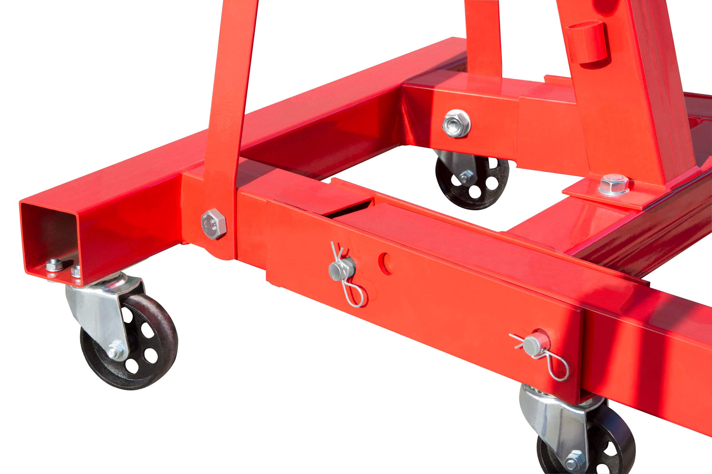 otgerlensker products Motorheber mit Kette 2000 kg Werkstattkran klappbar verstellbar | 6 Lenkrollen, Hubhöhe bis 2380 mm, Ausleger bis 1590 mm