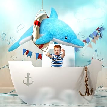 MorisMos Giant Dolphin Stuffed Animal, 55 Inch Stuffed Dolphin Plush | Soft Large Dolphin Plush Gift for Kids Boys Girls, Giant Stuffed Animal Dolphin for Birthday Christmas