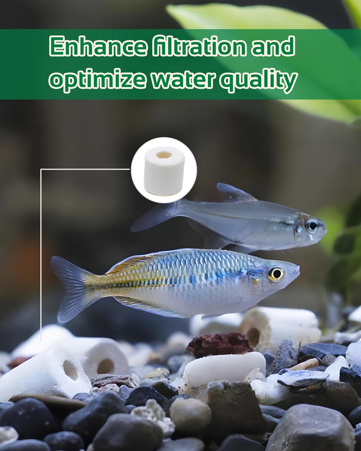Materiale filtrante per acquari 500 g tubi e anelli in ceramica