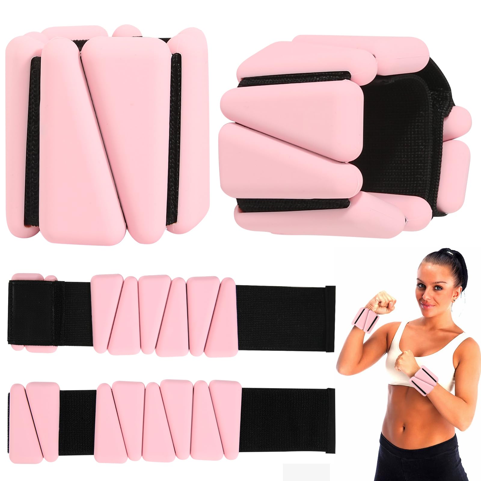 Set di 2 pesi per polsi e caviglie, per gambe e braccia (1 lb/1 pezzo), per pilates, yoga, cardio rosa