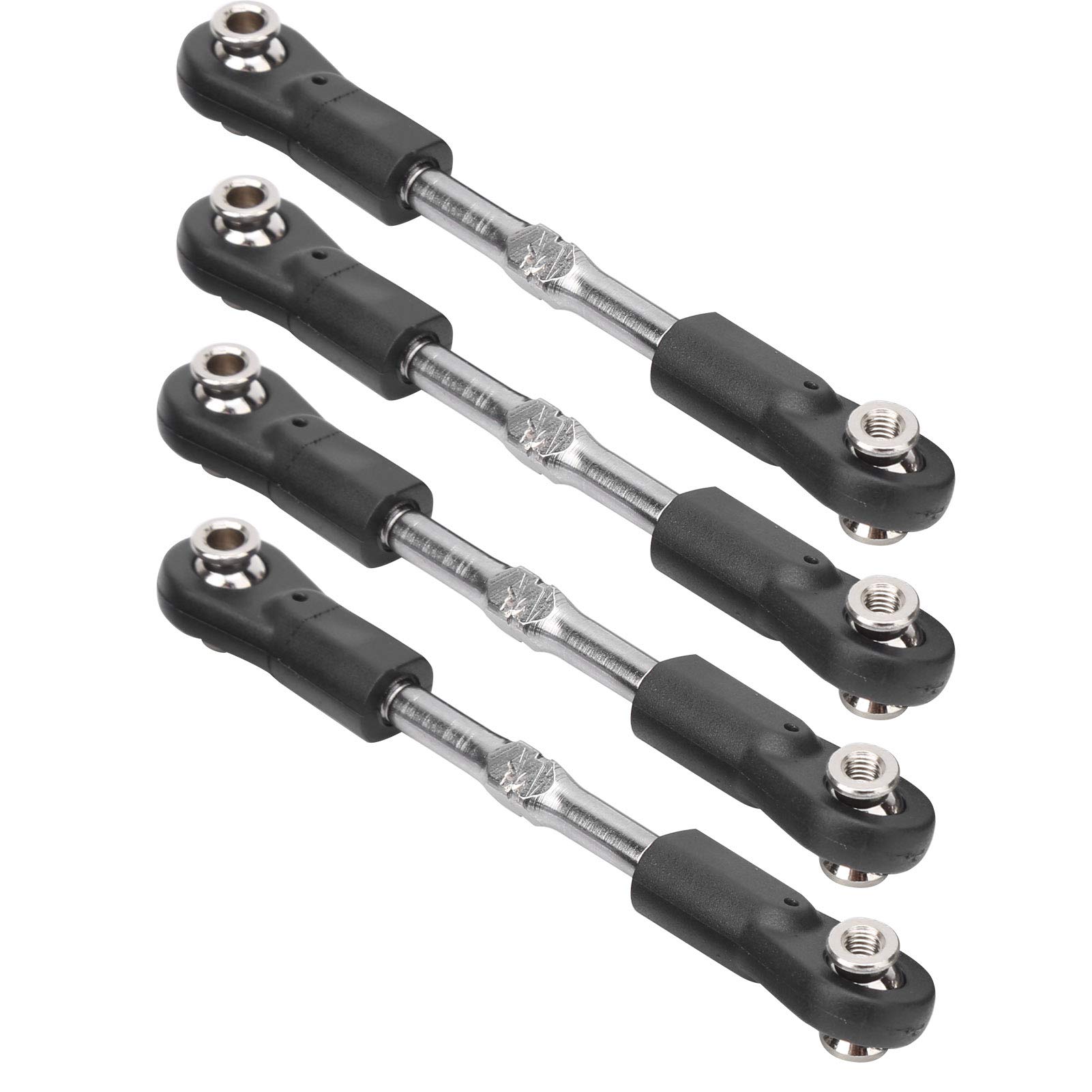 Cryfokt 4Pcs RC Steering Servo Link for 1/8 Cars Durable Adjustable Tie Rod 3.0-3.4in Metal