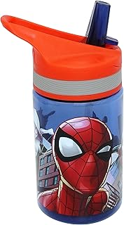 Spider-Man Tritan Water Bottle 400ml, Leak Proof, Easy Clean Boys Water Bottle with Straw and Carry Handle, Kids Tritan Hydration Bottle for Summer Picnic and Traveling