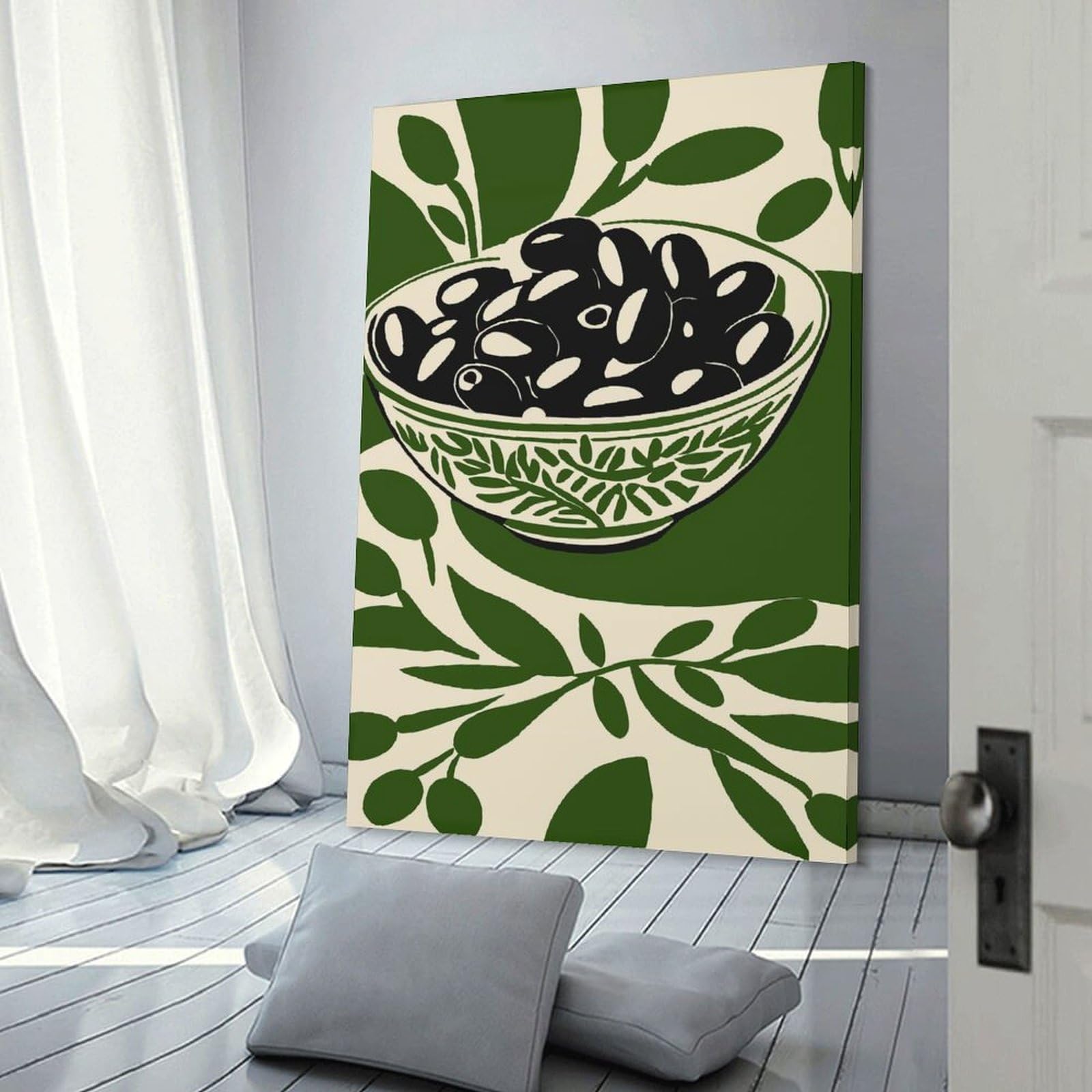 Junmoney Black Olives in Bowl Canvas Wall Decor 24x36inch(60x90cm), for Entrance Walls, Hall Decor Or Foyers, Wall Decor to Refresh Empty Corners