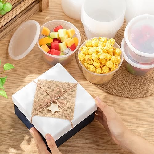 Miniatura 6 de Thenshop 100 juegos de recipientes de delicatessen con tapas de 16 onzas, a prueba de fugas, desechables, caja de almacenamiento de alimentos de