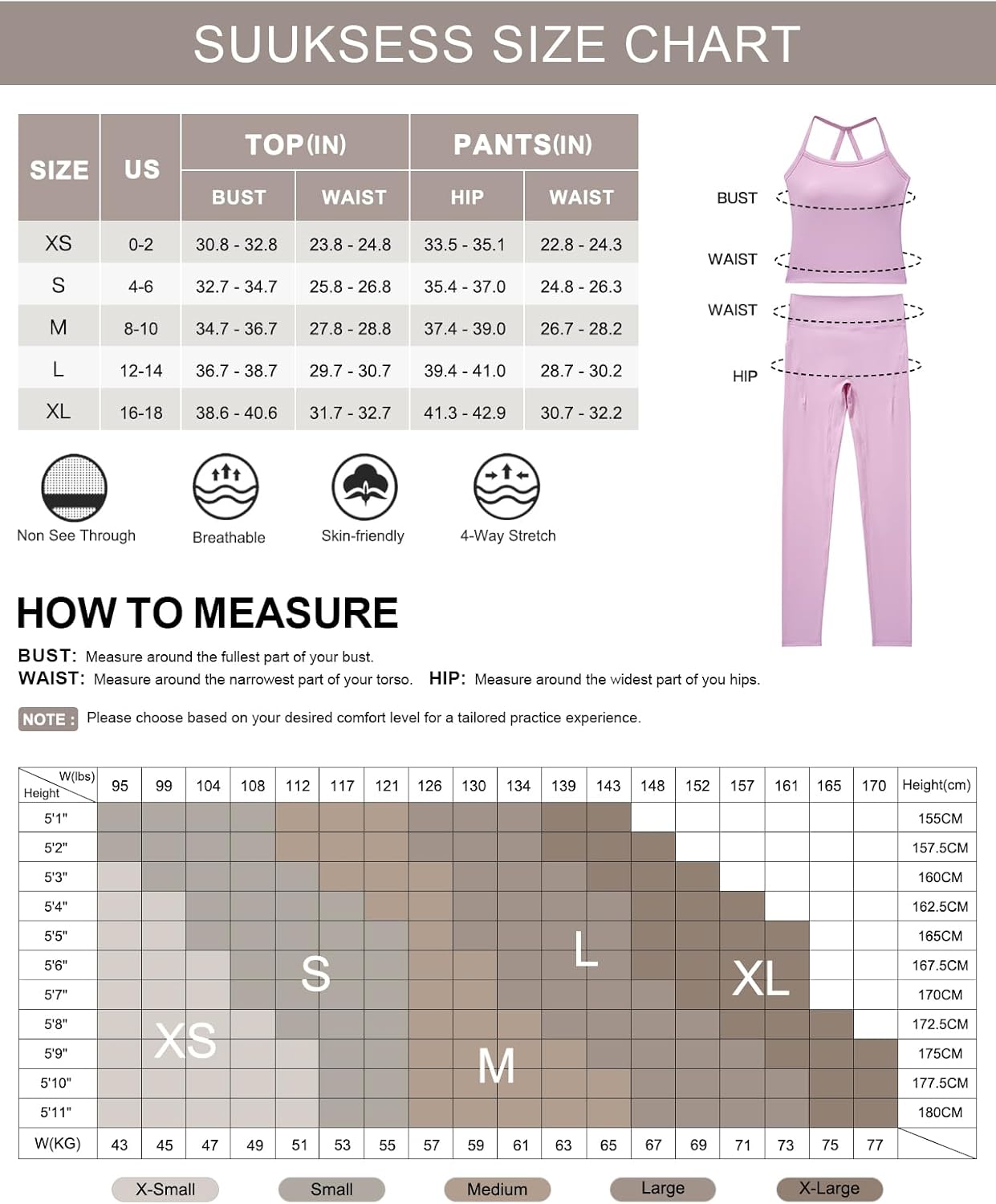 SUUKSESS Women 2 Piece Workout Sets Compression Tummy Control Leggings with Pockets Halter Built in Bra Tank Tops - Image 6