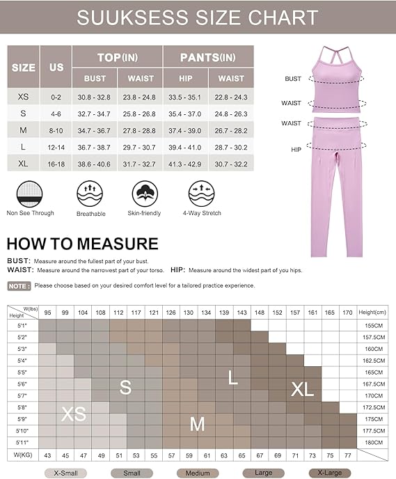 SUUKSESS Women 2 Piece Workout Sets Compression Tummy Control Leggings with Pockets Halter Built in Bra Tank Tops