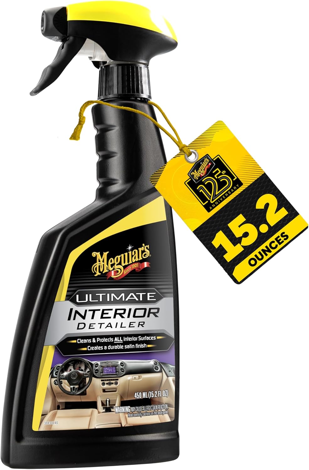 Meguiar’s G16216 Ultimate Interior Detailer, Protects Interior Surfaces from Dirt and Grime, Leaves Your Surfaces Protected from UV Rays and Giving It a Lasting Finish, 15.2 Oz Spray Bottle