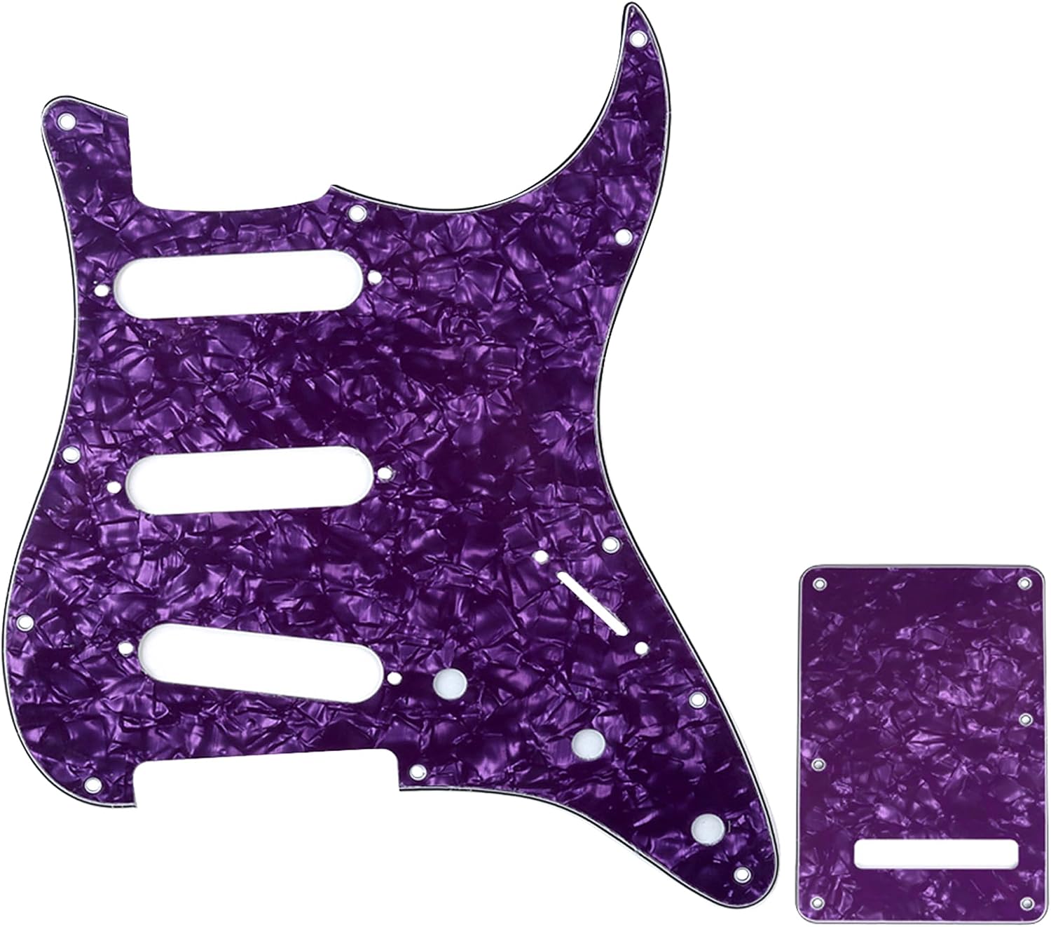 Musiclily Pro SSS 11-Hole ST Pickguard and BackPlate Set 4Ply Purple Pearl