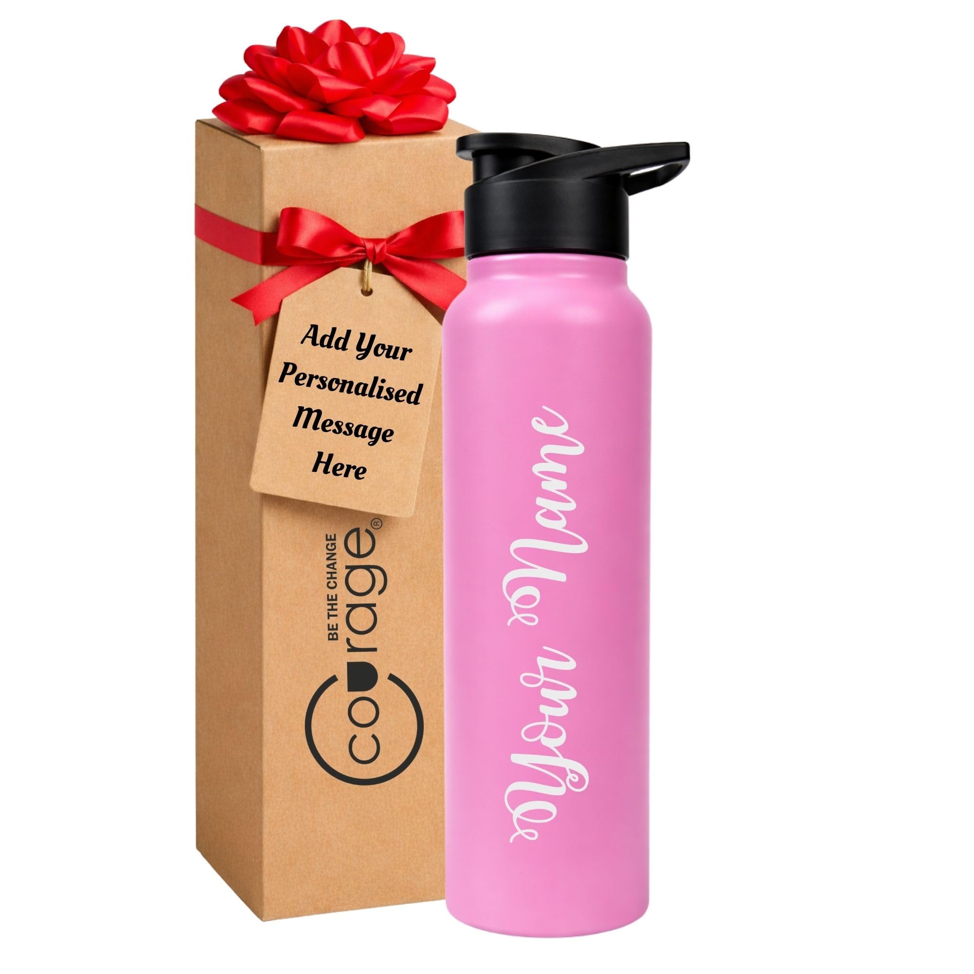 COURAGE Stainless Steel Customize Sipper Water Bottle 1Liter Leak Proof for Fridge Home Office Travel School Kids Boys Girls Adults Sports Gym Yoga - Black — Amazon image 9