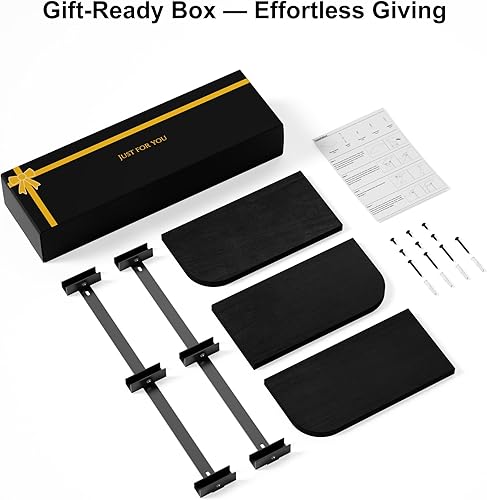 Miniatura 6 de Love-KANKEI Estantes de Esquina para Pared de 3 Niveles de Madera Rústica Flotantes para Dormitorio, Sala de Estar, Baño, Cocina, Oficina y Más,