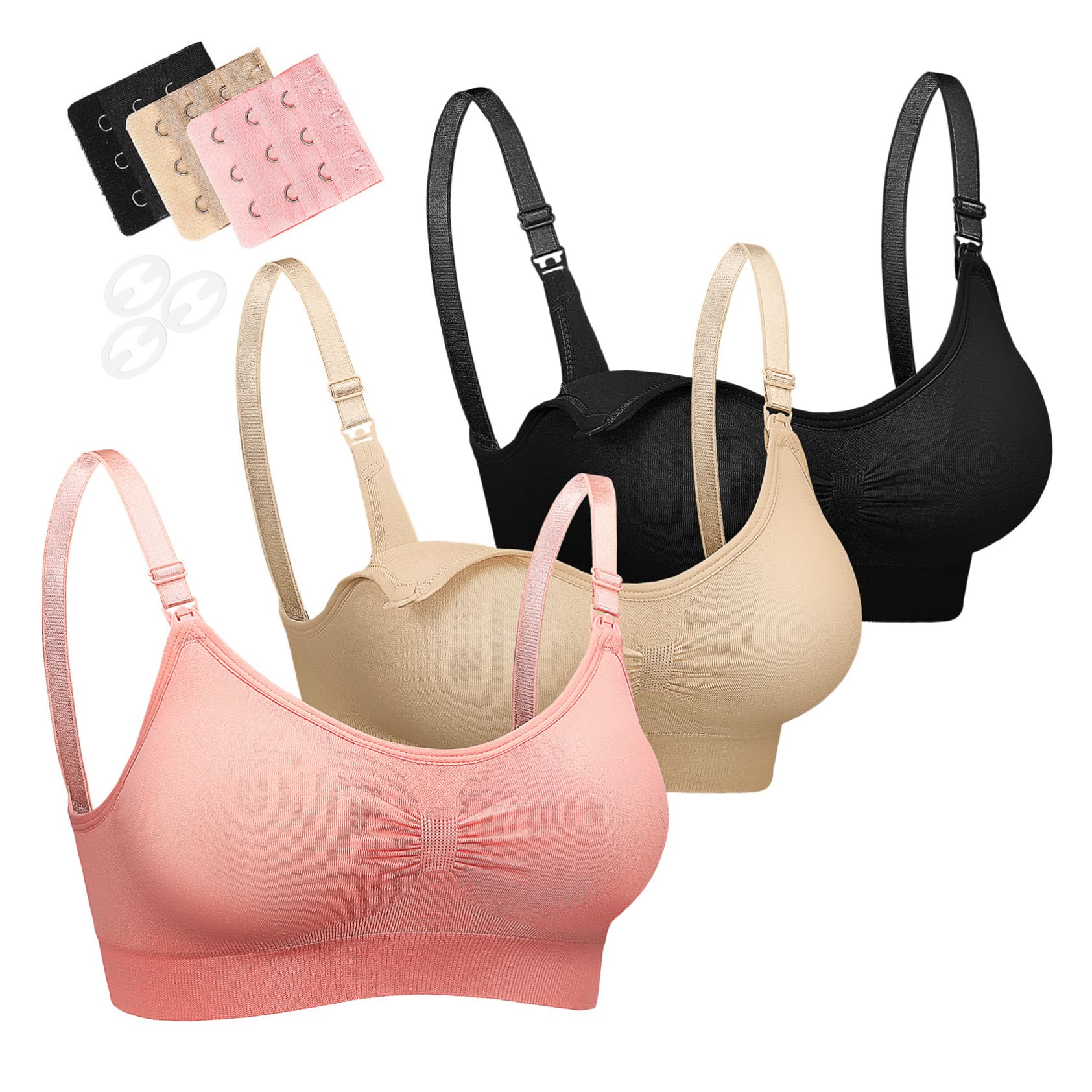 LIFKOME Maternity Nursing Bras Set mit Extendern Still für Schwangere Frauen Atmungsaktiv und Komfortabel für Alltag und Stillen