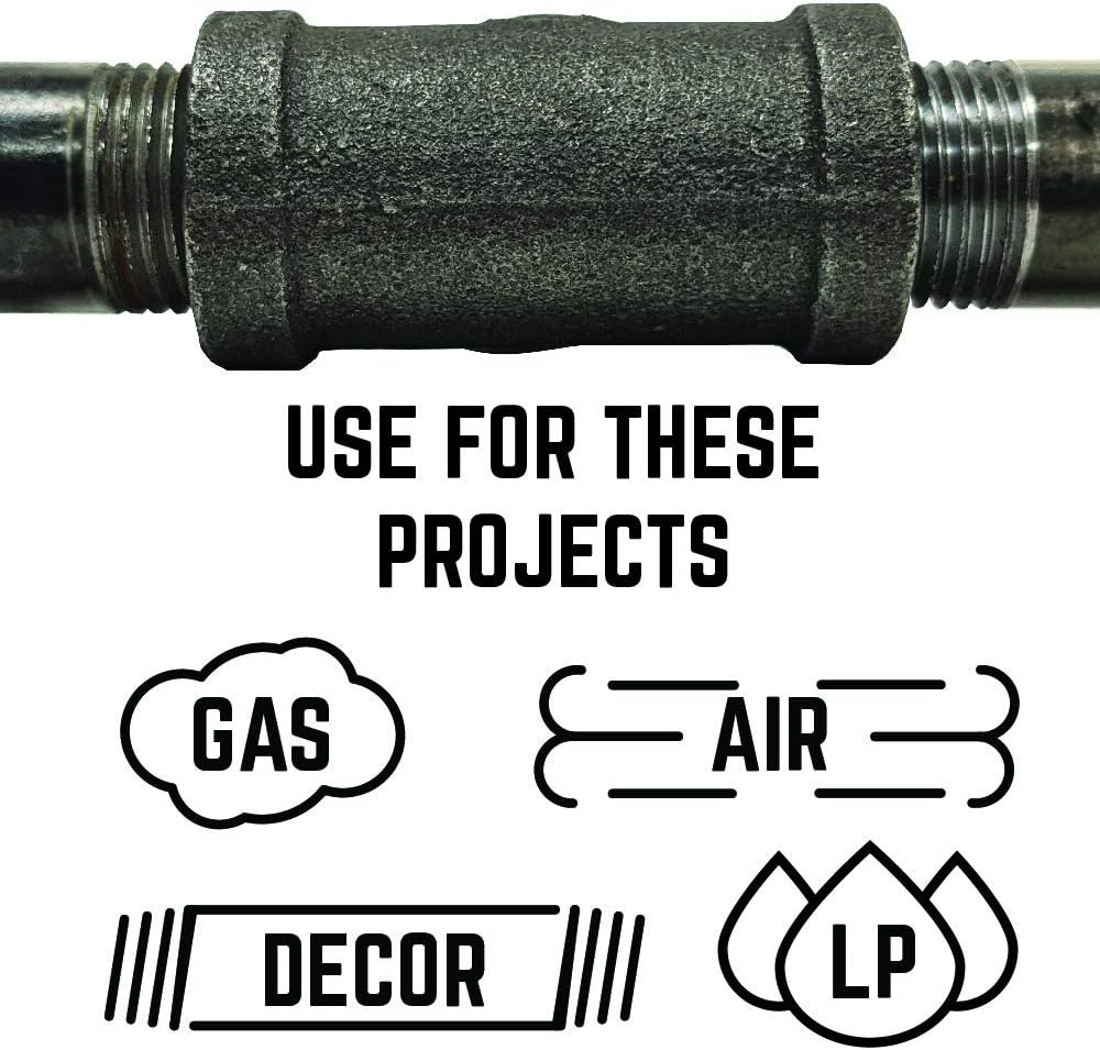 1/2" Elbow 45 Degree Fitting, PIPE DECOR Black Malleable Iron Fittings Fit Standard 1/2 Inch Pipes, Nipples and Fittings, Regular Plumbing Applications and Vintage DIY Furniture, 10 Pack