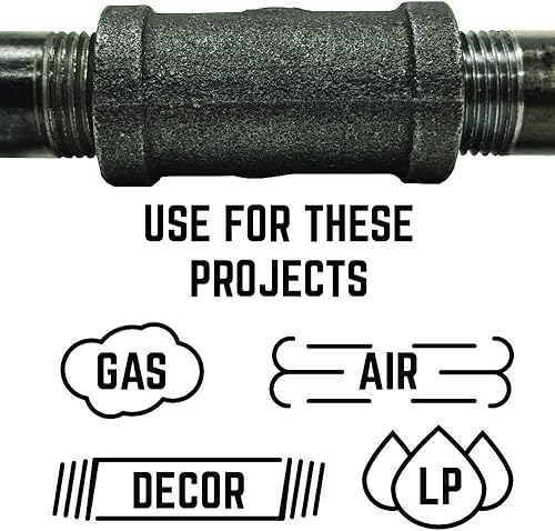 Vista 31 de PIPE DECOR - Codo de salida lateral de 1/2 pulgada, accesorios de hierro maleable negro para tuberías, pezones y accesorios estándar de 1/2 pulgada