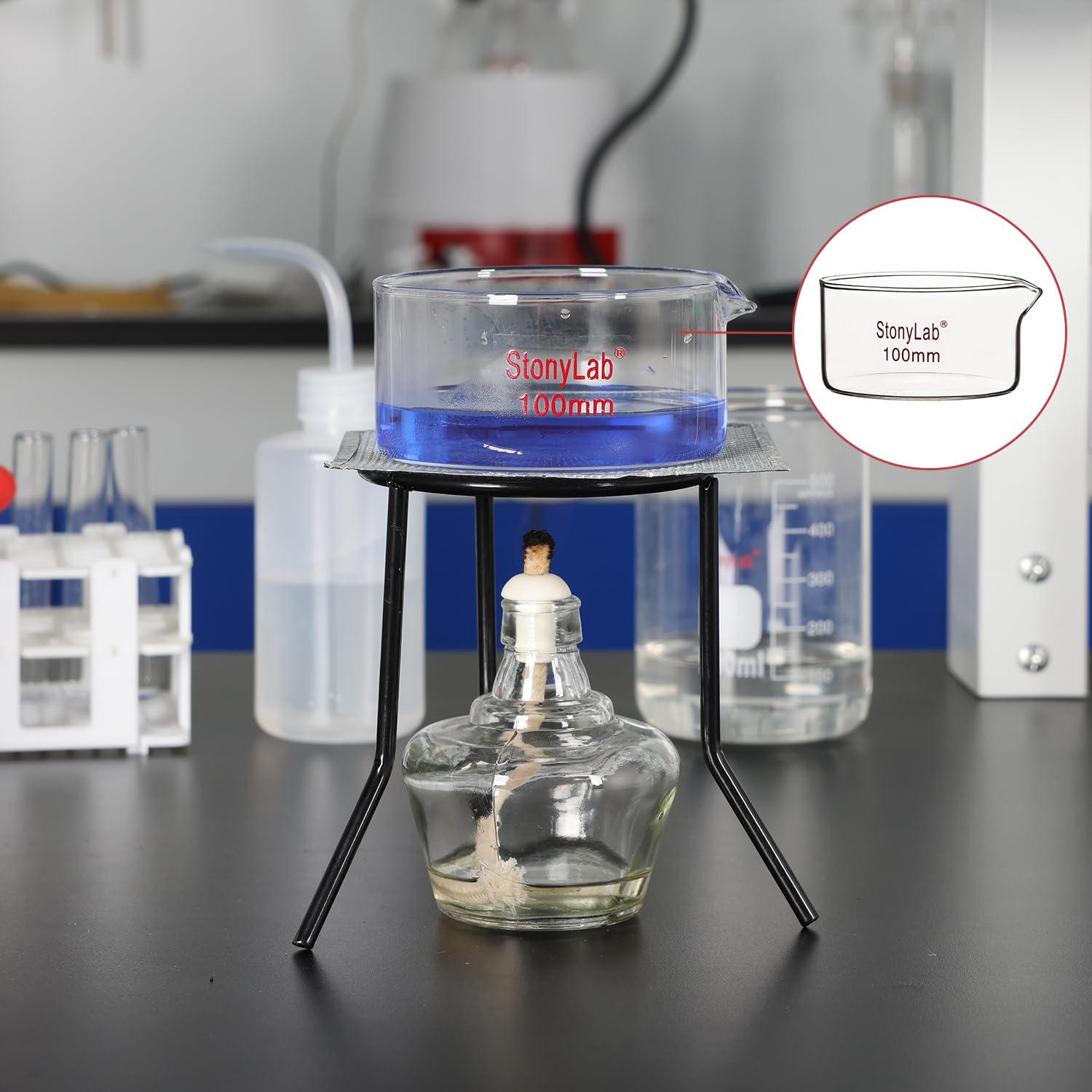 stonylab Boîte Petri à Bec Verseur et Rebord Robuste, Plat de Cristallisation en Verre Borosilicaté Réutilisables, Crystallizing Dish pour Cristallisation et Évaporation - 300 ml Capacité OD 100 mm