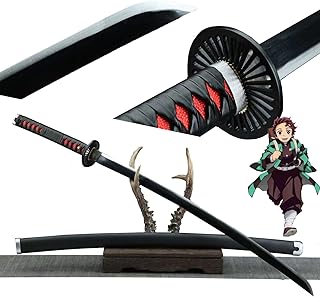 HERO SWORD Japanese Anime Sword, Hand Forged 1045 Carbon Steel Samurai Katana, Full Tang Handmade Japanese Sword, Sharp Practical Katana, Demon Slayer Sword (Kamado Tanjiro Knife)