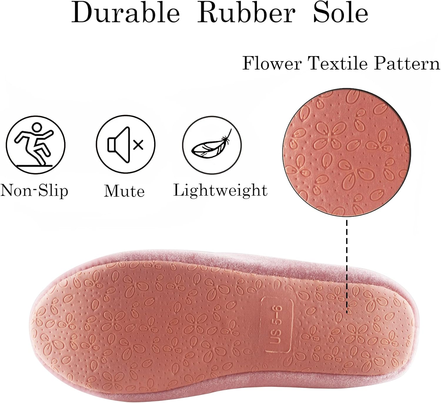 GRITHEIM Women's Fuzzy Pom Pom Velvet Memory Foam House Slippers Ladies Cozy Chenille Knit Bedroom Slippers Non-slip Sole Indoor Outdoor - Image 5