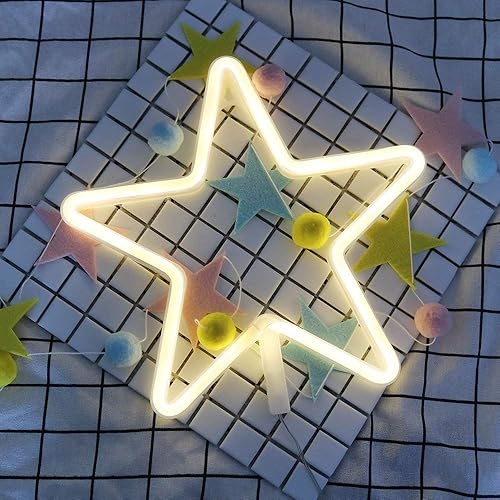 Miniatura 4 de ENUOLI Letrero LED de neón, luces de neón de luz de neón blanca cálida, luz de noche de estrella, luces LED, decoración de pared para niñas,