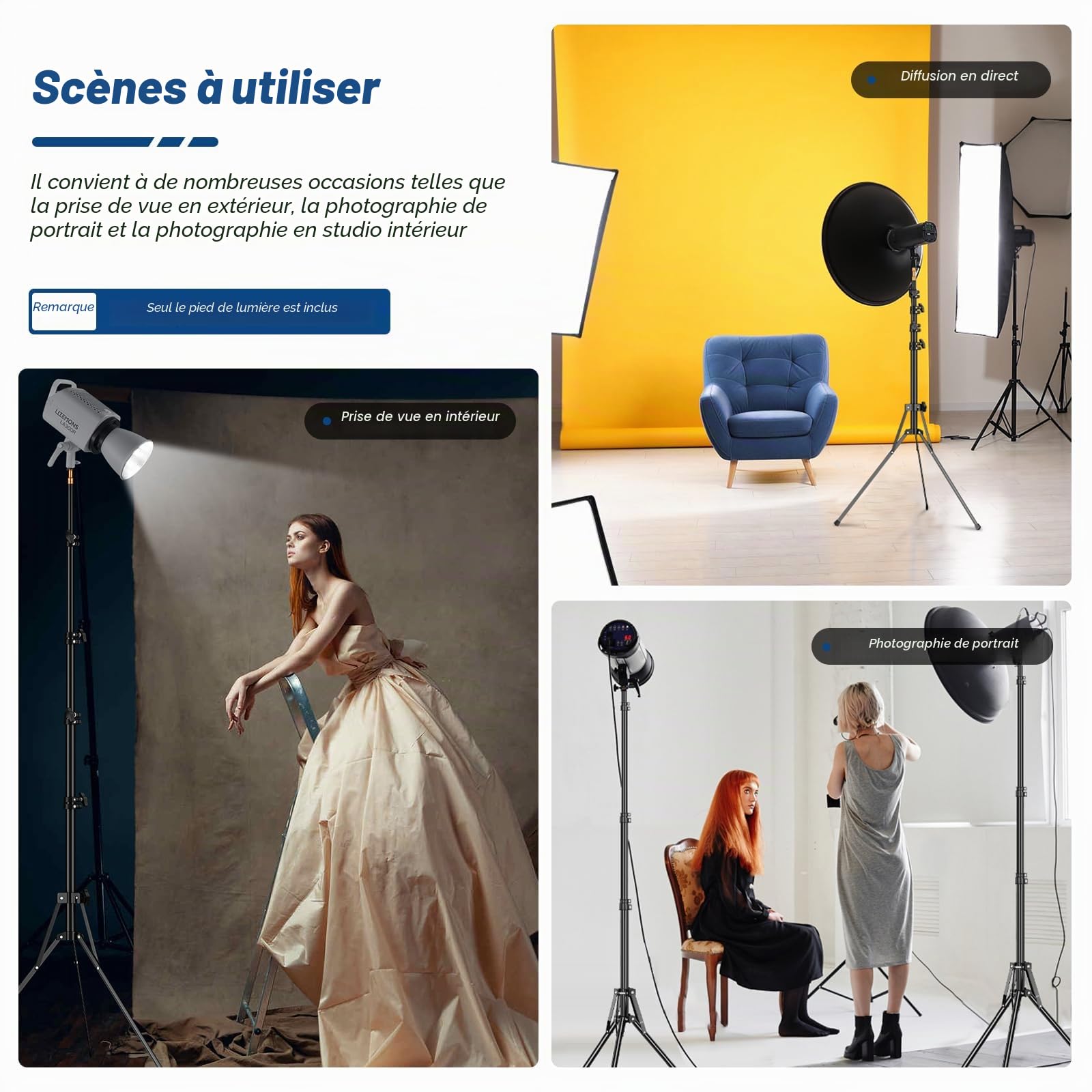 Godox Support de lumière Extensible 210 cm/83,9 Pouces avec vis Universelle 1/4" et 3/8" Réversible Portable Studio Lighting Trépied avec Sac de Transport pour boîte à lumière stroboscopique