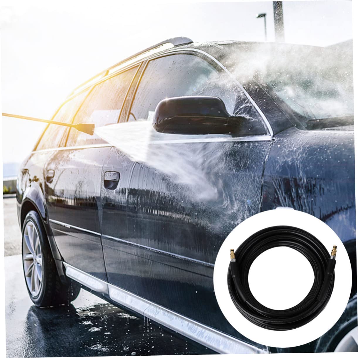 Toyvian Tuyau en Caoutchouc Résistant au Pliage 15m pour Nettoyeur Haute Pression, Raccord Femelle Couleur Aléatoire pour Nettoyage de Voiture et Usage Eau Froide