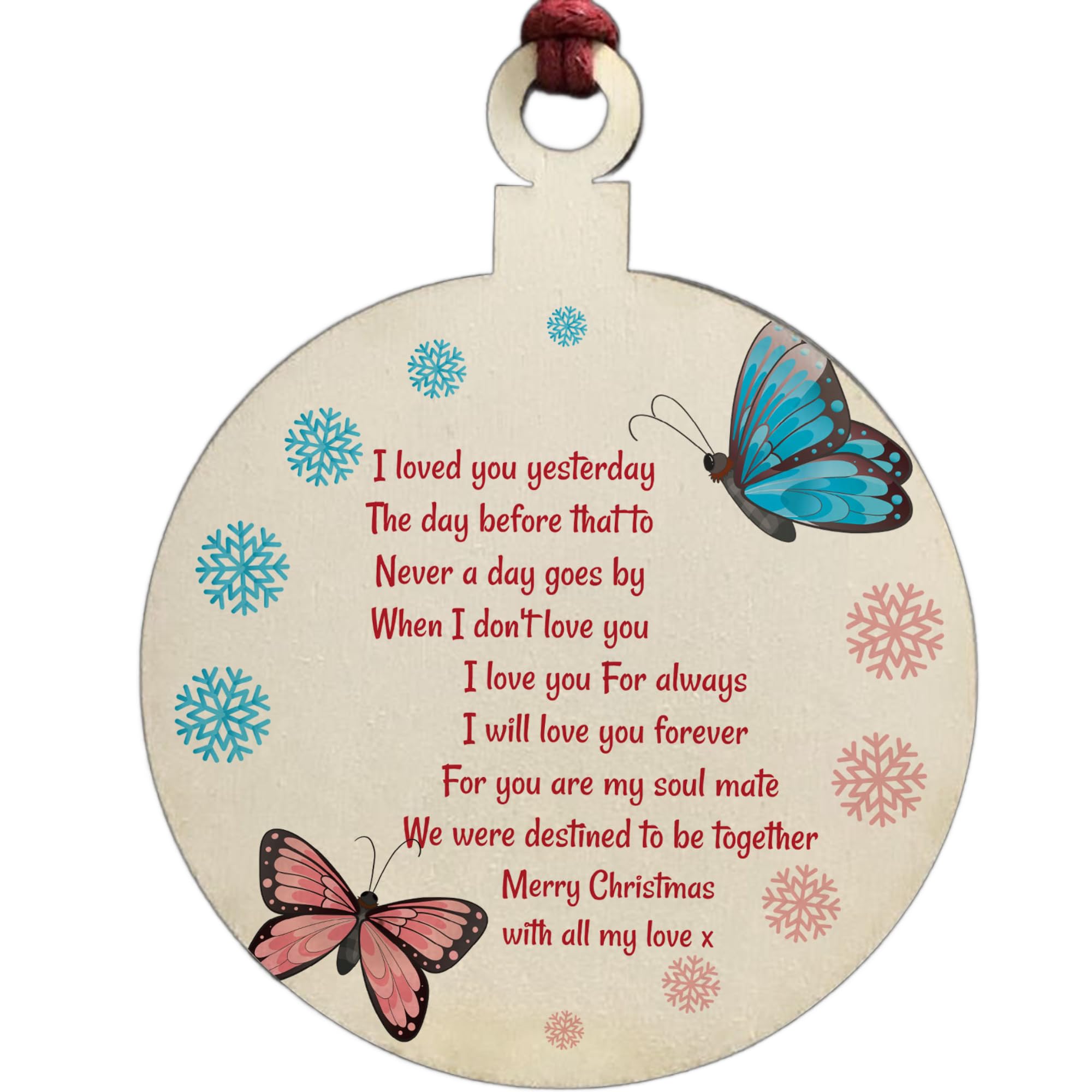 For Boyfriend Girlfriend Husband Wife Hanging Bauble Love Poem