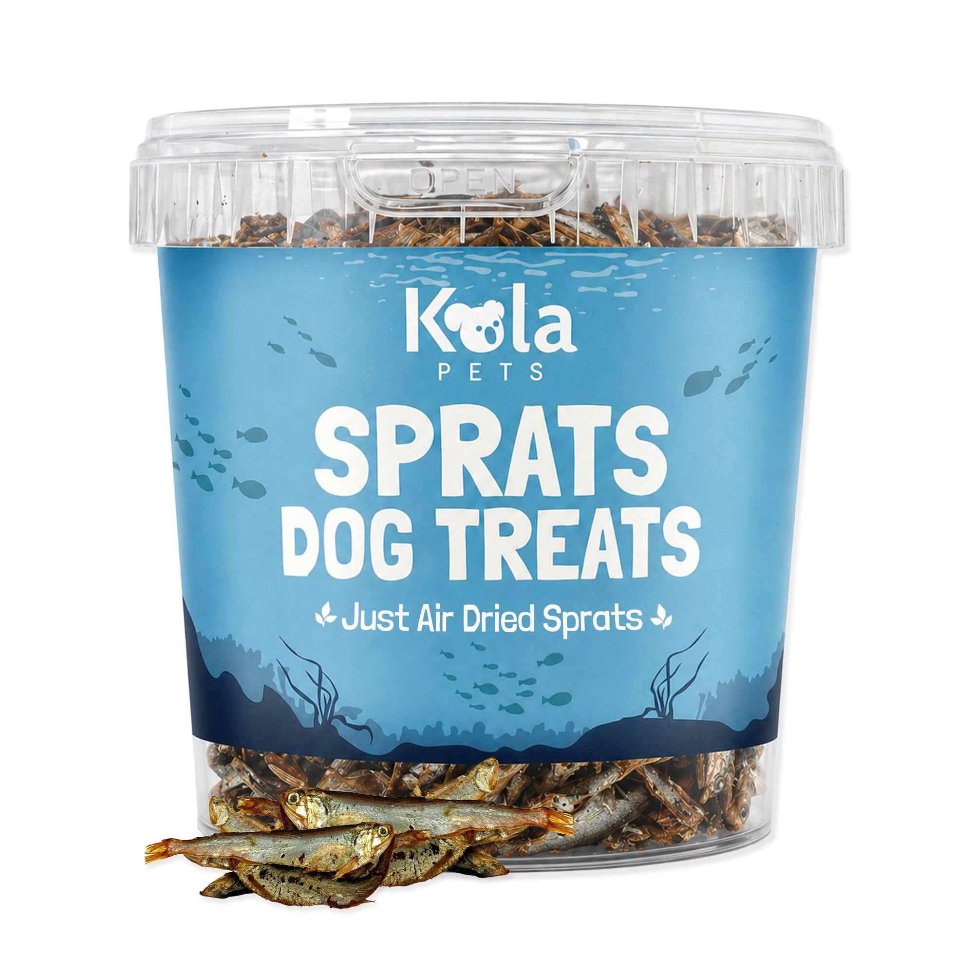 Air Dried Sprats for Dogs – 100% Natural Fish Dog Treats, Grain Free & Hypoallergenic, High in Omega 3 & Protein, 2 Ltr Tub, Training Treats for Puppies & All Breeds (500G) (500g)