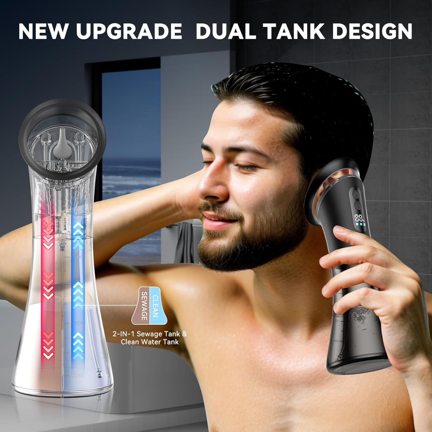 Upgraded Ear Wax Removal with LED Display- Safe and Effective Ear Wax Removal Kit-Ear Cleaner Kit -with Wastewater Recovery System(Deep Black)