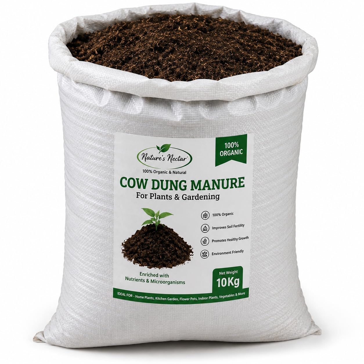 Cow Dung Manure for Plants | Natural Organic Fertilizer | Rich Organic Matter | Improves Soil Fertility & Root Growth | For Indoor & Outdoor Plants, Flower Pots, Kitchen Garden & Vegetables, 10 KG-image-35