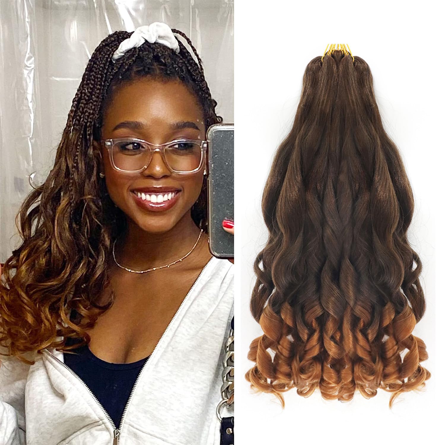 14 inch French Curl Braiding Hair 8 Pc crochet braids hair extensions Curl Braids Crochet Hair expression hair french curl braiding hair Extensions Pre Stretched Bouncy Braiding Hair(14 Inches