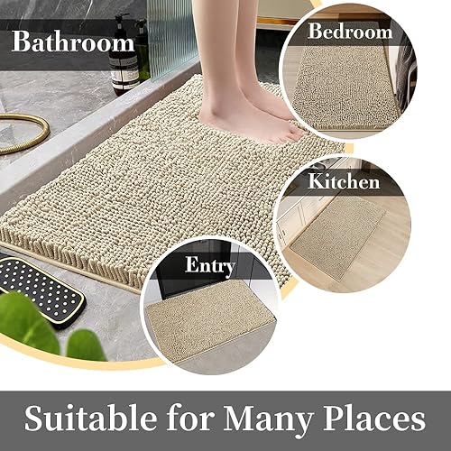 Miniatura 3 de SONORO KATE Alfombra de baño, antideslizante, suave, acogedora, duradera, gruesa, para baño, más fácil de secar, alfombras de felpa para bañeras,