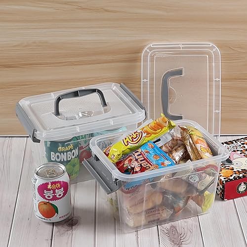 Miniatura 6 de Cajas pequeñas con cierre transparente de 3.5 cuartos de galón con asa, pequeños contenedores de almacenamiento de plástico con tapa, 6 paquetes