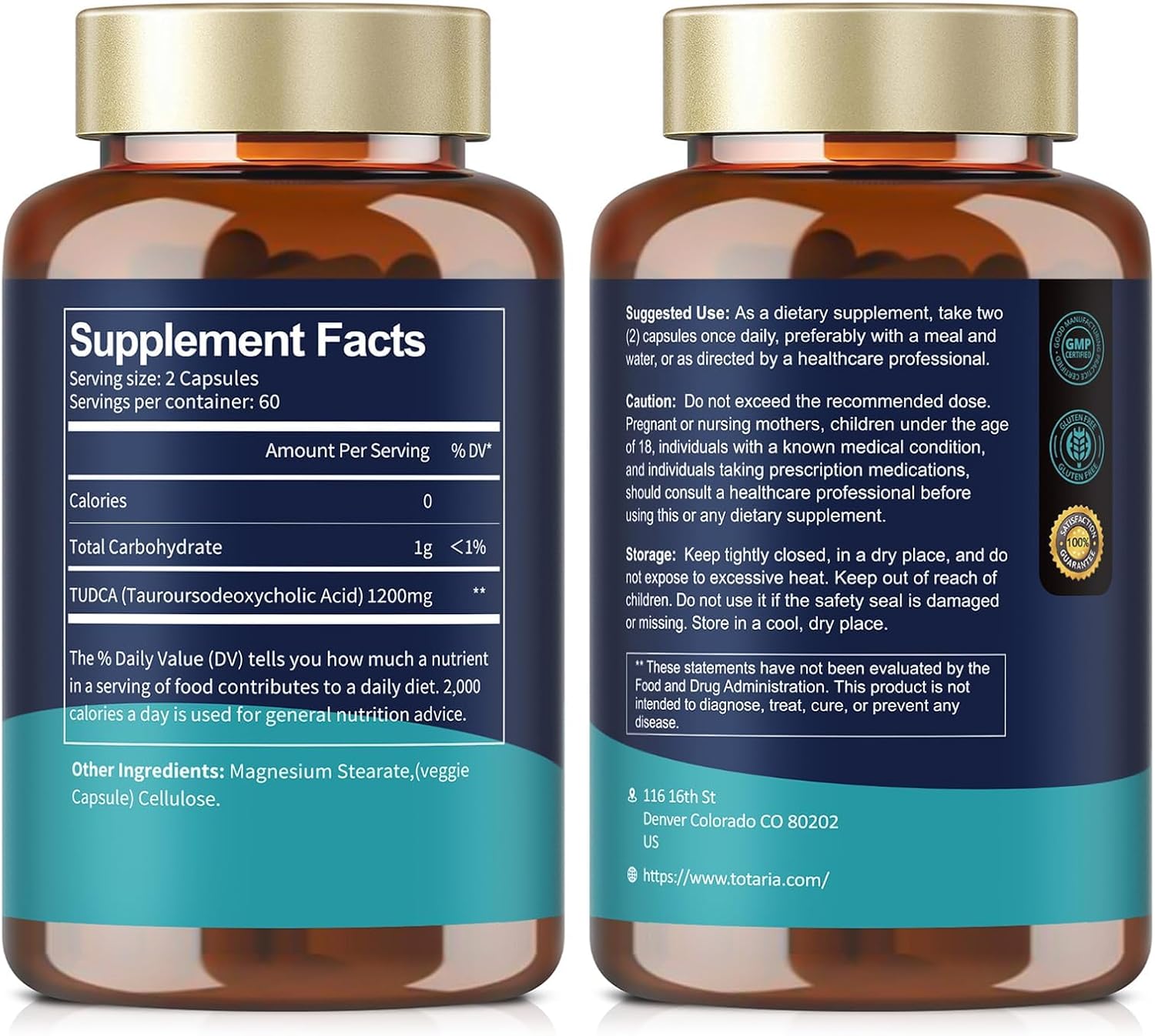 Totaria TUDCA Bile Salts 1200mg (Tauroursodeoxycholic Acid), 120 Capsules, Ultra Strength Pure TUDCA Liver Supplements, Liver and Gallbladder Cleanse & Repair, Vegan - Image 9