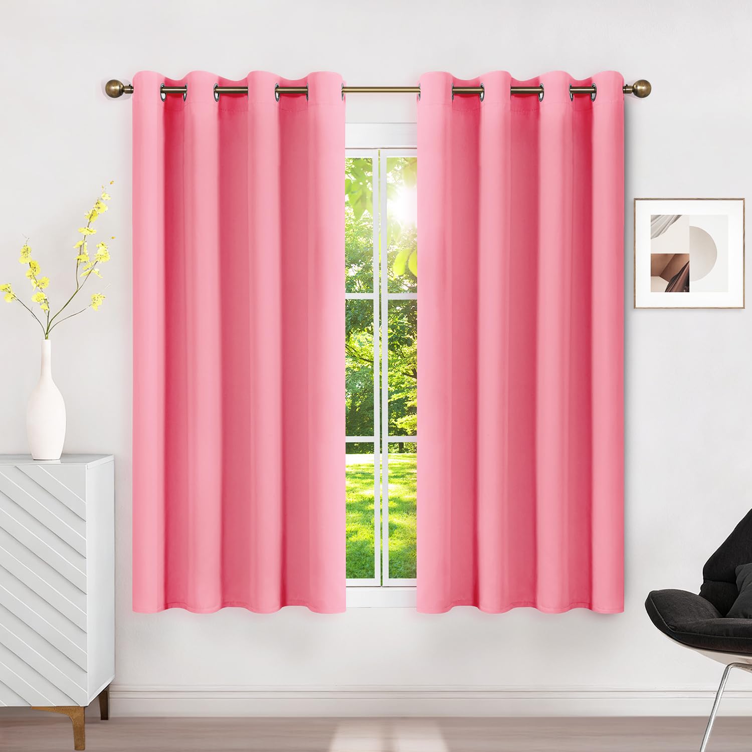 Runyéla Verdunklungsvorhänge mit Ösen Gardinen 2er Set, Vorhänge Blickdicht Thermovorhang Hitzeschutz, Ösenvorhang Thermogardine für Schlafzimmer Wohnzimmer Blackout Curtain