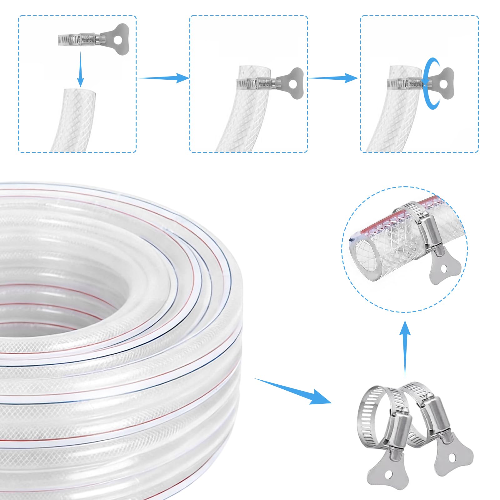 Tuyau en PVC pour eau potable, diamètre intérieur : 25 mm, tuyau en plastique, tuyau à air d'aquarium
