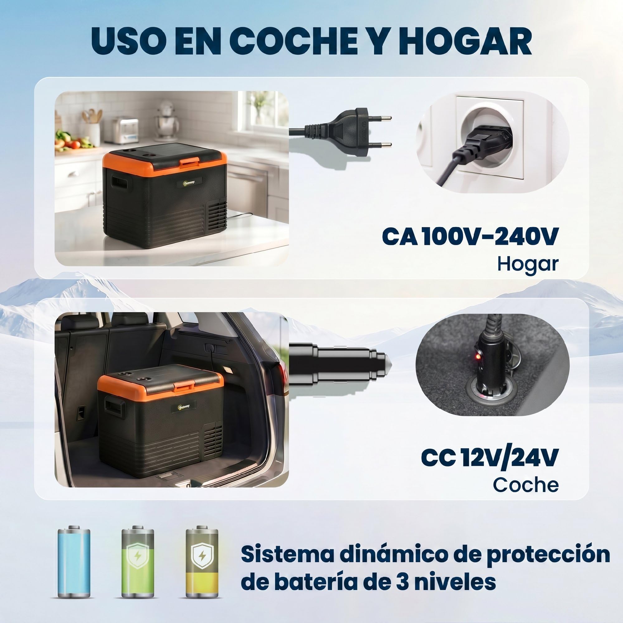 Outsunny Nevera Portátil Eléctrica 40L Refrigerador de Coche 12V/24/240V hasta -20℃ Mini Frigorífico con Compresor Pantalla LED Táctil para Hogar Camping Viajes Automóvil Barco 58,7x36,5x43,8 cm Negro