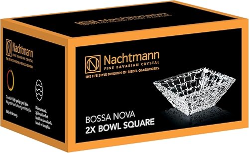 Miniatura 8 de Nachtmann Bossa Nova Collection - Juego de 2 cuencos cuadrados de cristal transparente, platos para servir salsa, helado y salsa, regalo, 7.8