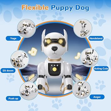 okk Robot Dog for Kids, Remote Control Dog and Touch Voice Interactive, Programmable Robot with lmitation Show, Sing Dance Electronic Pet, Smart Gesture Sensing Puppy Gift for Boys Girls