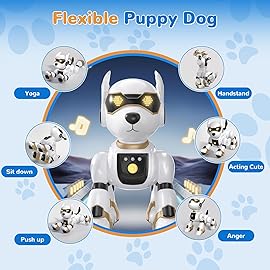 okk Robot Dog for Kids, Remote Control Dog and Touch Voice Interactive, Programmable Robot with lmitation Show, Sing Dance Electronic Pet, Smart Gesture Sensing Puppy Gift for Boys Girls