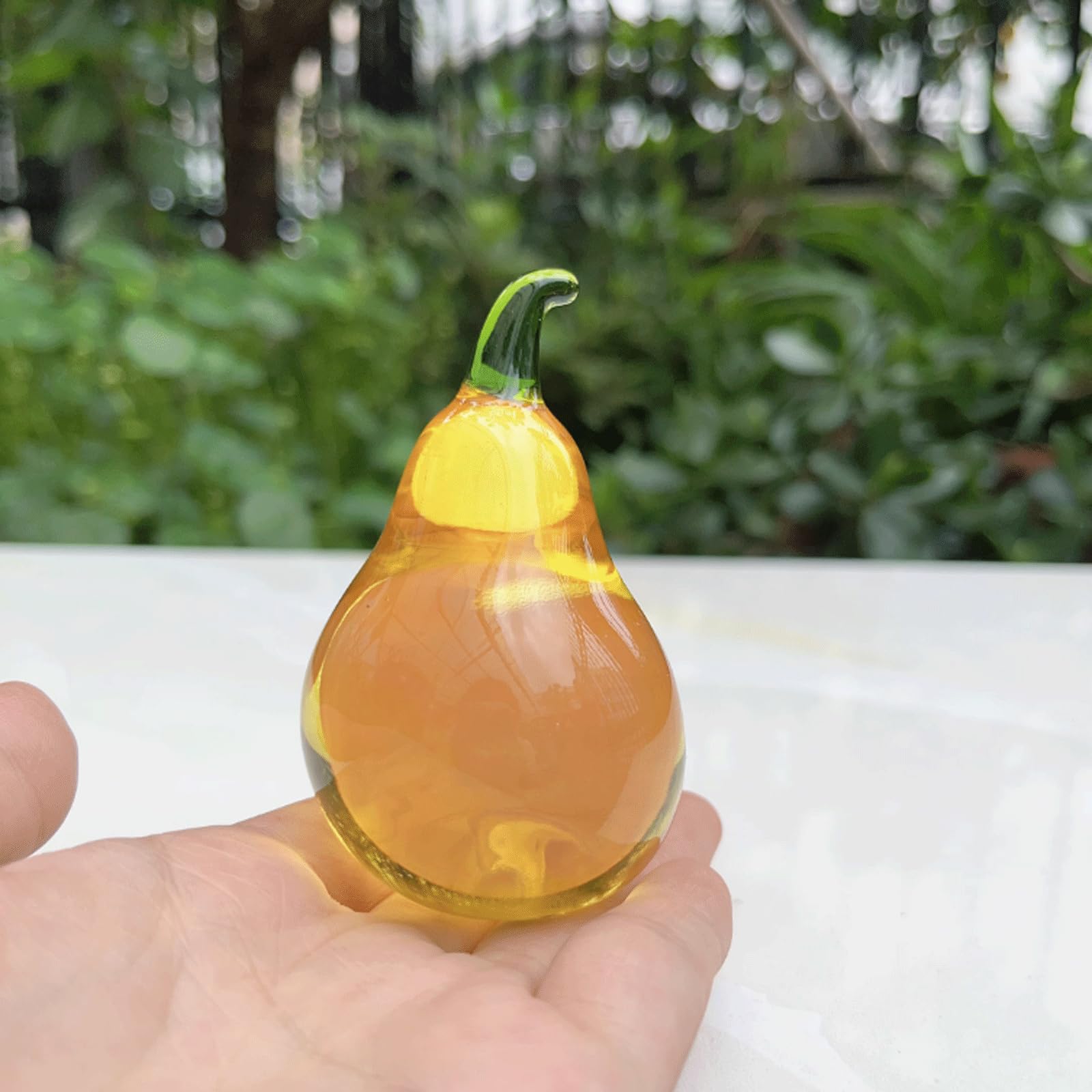 Amazon.co.jp: ガラスの置物 かわいい小さな脂肪梨ガラス工芸品色釉
