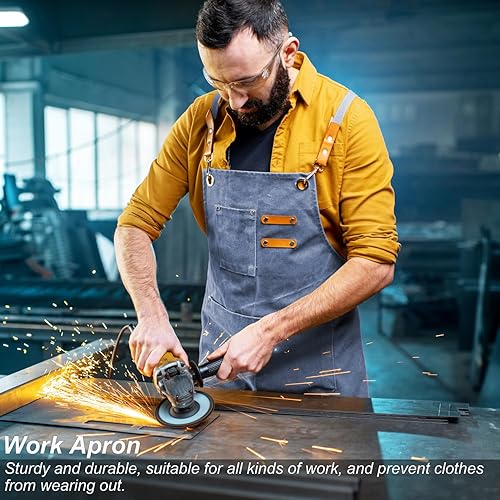 Miniatura 3 de Delantales de lona para hombre y mujer, delantal de cocina, peluquero, barbacoa, carpintería, soldadura, carpintero, trabajo, delantales