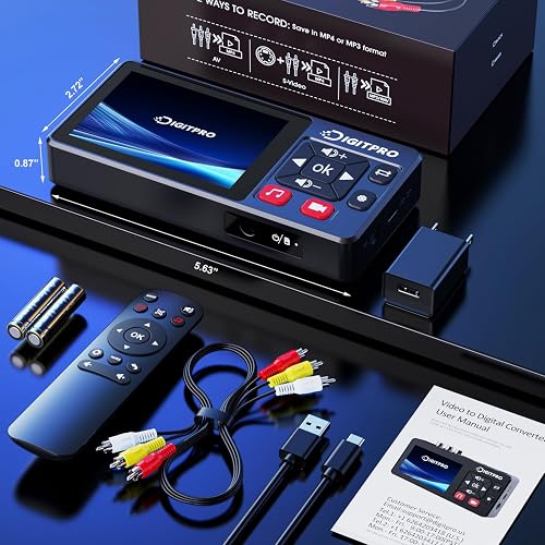 VHS to Digital Converter 2.0, HD VHS Video Recorder with Remote Control, Converts VHS VCR DVR, DVD, Hi8, DV, Camcorder, Cassette, Game Consoles to Digital - 7