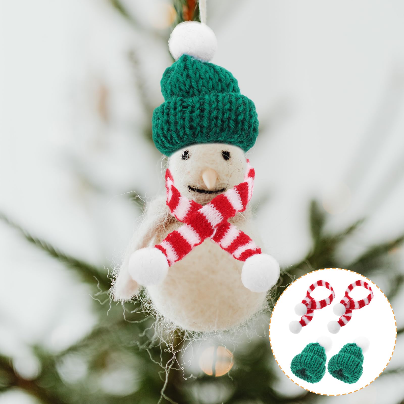 20 Mini Weihnachtsmützen & Schals - Rot/grün/weiß, Für Weinflaschen, Puppenhaus, Deko & Party