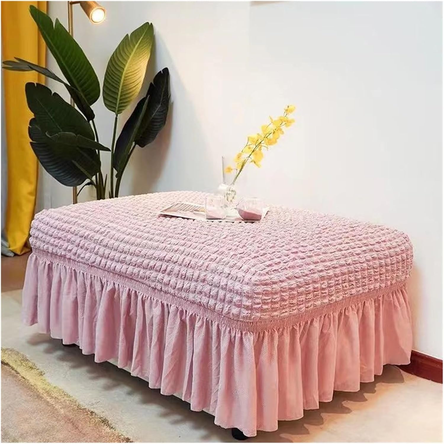 Stretch Slipcover Elastic Polyester Furniture Protector for Living Room, Bedroom, Hotels Decorative, Non-Slip, Durable Design(Pink,XX-Large)