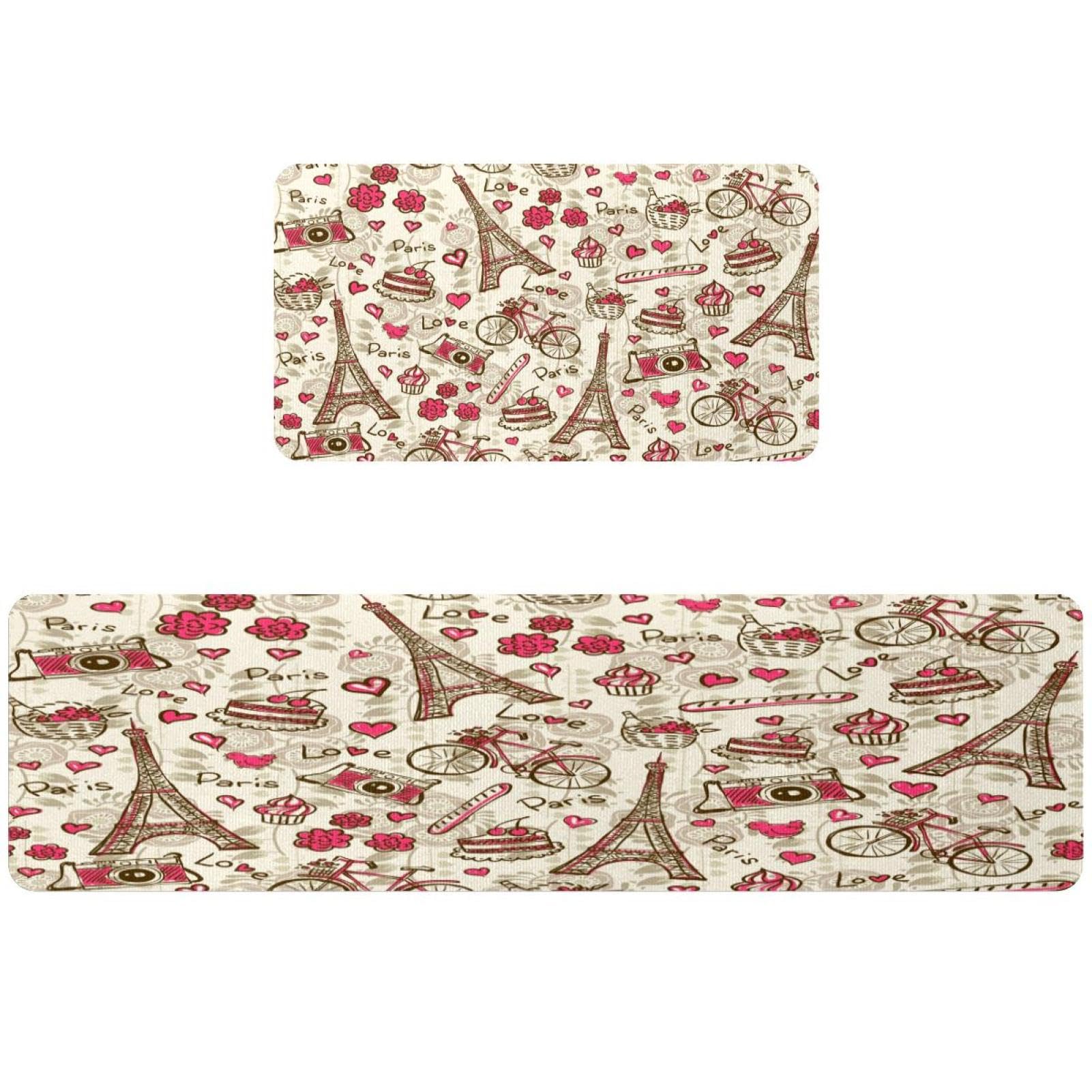 Tapis de cuisine antidérapants lot de 2 lavables motif tour de Paris pour couloir et buanderie